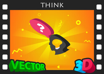 Think isometric design icon. Vector web illustration. 3d colorful concept