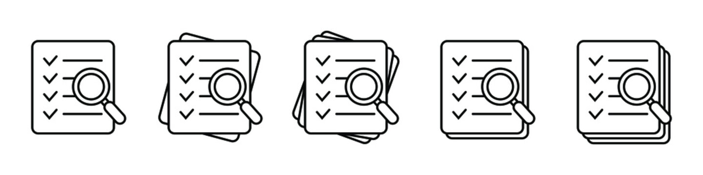 Document Check Icon Vector Illustration. Checklist Magnifier Assessment Line Icon.