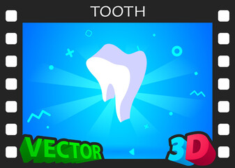 Tooth isometric design icon. Vector web illustration. 3d colorful concept