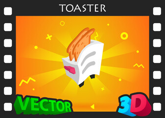 Toaster isometric design icon. Vector web illustration. 3d colorful concept