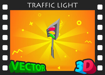 Traffic light isometric design icon. Vector web illustration. 3d colorful concept