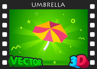 Umbrella isometric design icon. Vector web illustration. 3d colorful concept