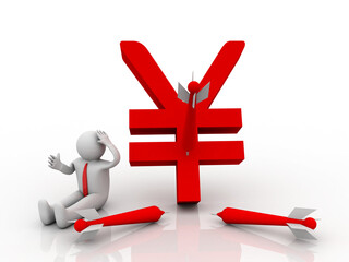 Obraz premium 3d illustration Yen Symbol with business man