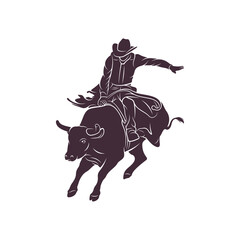 Bull Rider design vector illustration, Creative Bull Rider logo design concepts template, icon symbol