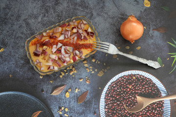 Traditional Turkish dishes with olive oil, appetizers; broad bean puree or broad bean paste. (Turkish name; Fava) Turkish food Fava