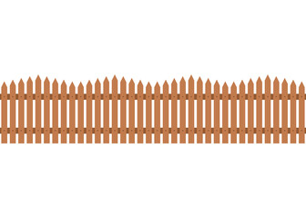 Brown wood fence seamless pattern, wooden decorative border, graphic boundary background. Garden or house wood fencing. Rural fence on farm for animal, barrier for garden. Vector illustration