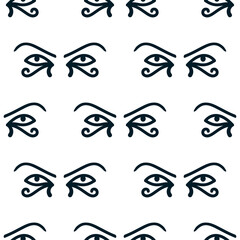 Eye of the sun Ra. Horus seamless pattern. Vector ancient Egyptian icon. Moon eye of Thoth, protection symbol. Amulet egypt pharaoh pyramid