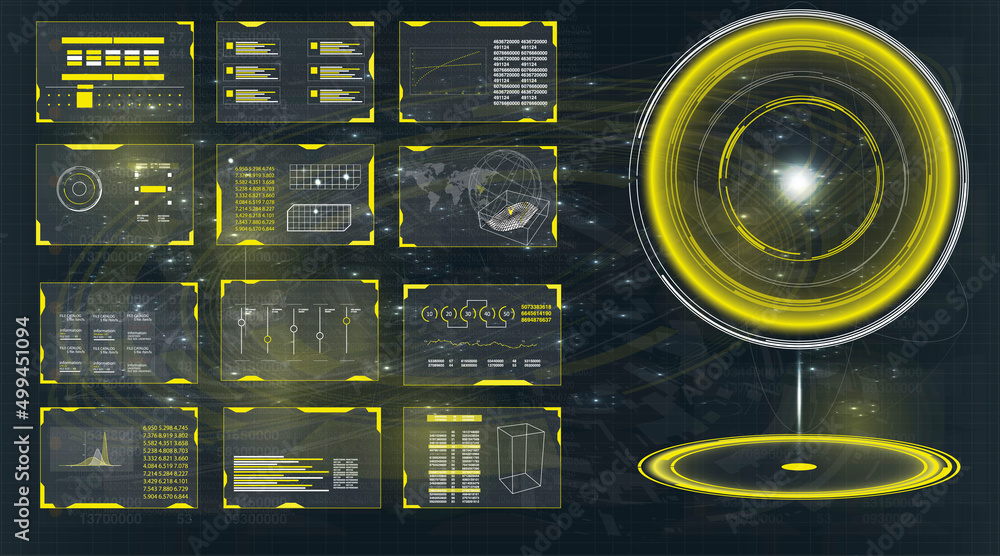 Poster radar screen. hud. vector illustration for your design. technological background. futuristic user in