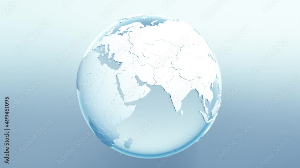 Poster Metal globe with in blue colors on white background rotating. 4k seamless loop 1080p