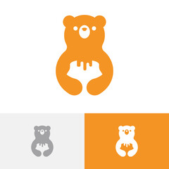Sweet Honey Bear  Logo Vector Template