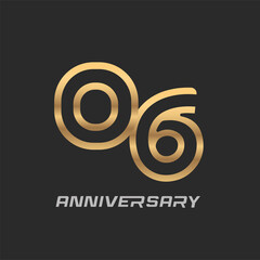 6 years anniversary celebration logotype with modern number