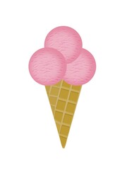 ice cream cone isolated  three balls