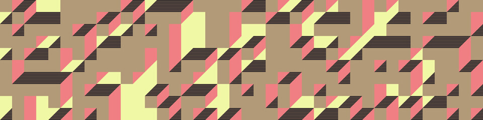 Fototapeta premium Implementation of Edward Zajec’s “Il Cubo” from 1971. Essentially a Truchet tile set of 8 tiles and rules for placement art illustration