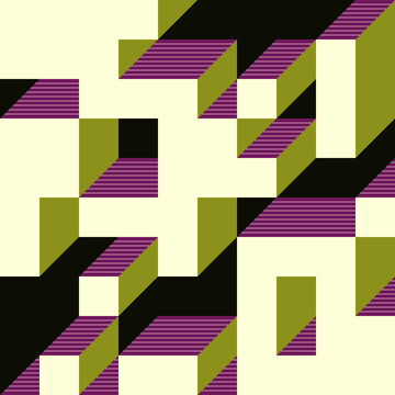 Implementation of Edward Zajec&rsquo;s &ldquo;Il Cubo&rdquo; from 1971. Essentially a Truchet tile set of 8 tiles and rules for placement art illustration