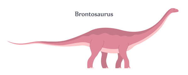 Big brontosaurus with a long neck and tail. Herbivorous dinosaur apatosaurus of the Jurassic period. Vector cartoon illustration isolated on a white background © Mikhail