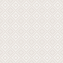 Beige and white elegant mesh seamless pattern. Vector texture of lace, weaving, net, smooth floral lattice. Subte minimal geometric background with thin wavy lines. Repeat design for decor, wallpaper
