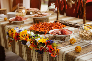Meat delicatessen in Ukrainian style. Catering
