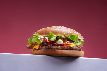 Hamburger Juice with pink background