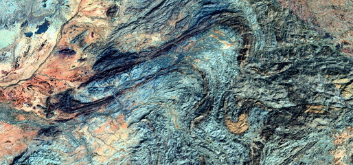 abstract landscape of the deserts of Africa from the air emulating the shapes and colors of the erosion of time, Genre: Abstract Naturalism, from the abstract to the figurative