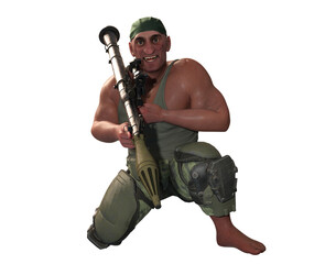 Soldier with RPG 7 isolated