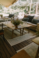 rustic wedding decorations with flowers and candles. 