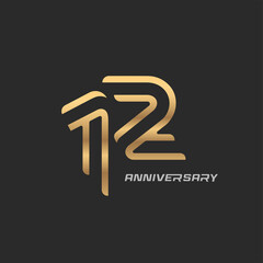 12 years anniversary celebration logotype with elegant modern number