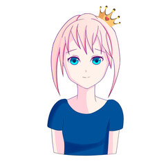 waifu girl in a crown with pink hair
