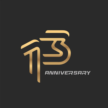 13 years anniversary celebration logotype with elegant modern number