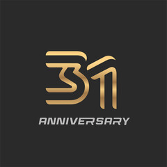 31 years anniversary celebration logotype with elegant modern number - obrazy, fototapety, plakaty