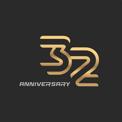 32 years anniversary celebration logotype with elegant modern number