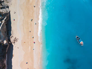 directly above view of egremni beach at Lefkada island, Greece