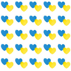 seamless pattern made of Ukrainian flag color hearts