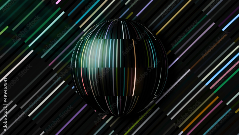 Aufkleber festive ball with shiny lines. motion. beautiful background with shiny lines and rotating ball. fest
