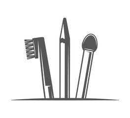 Set of makeup brushes isolated on white background. Vector illustrations