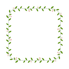 Square floral wreath frame. For greeting card, wedding , birthday card, invitation, Easter decor. Vector illustration.