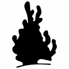 Coral Silhouette Illustration Isolated on White Background. Vector Underwater Black Coral Illustration.
