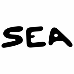 Hand Drawn Word - Sea. Vector Lettering Quote. For greeting cards, posters, prints or home decorations.
