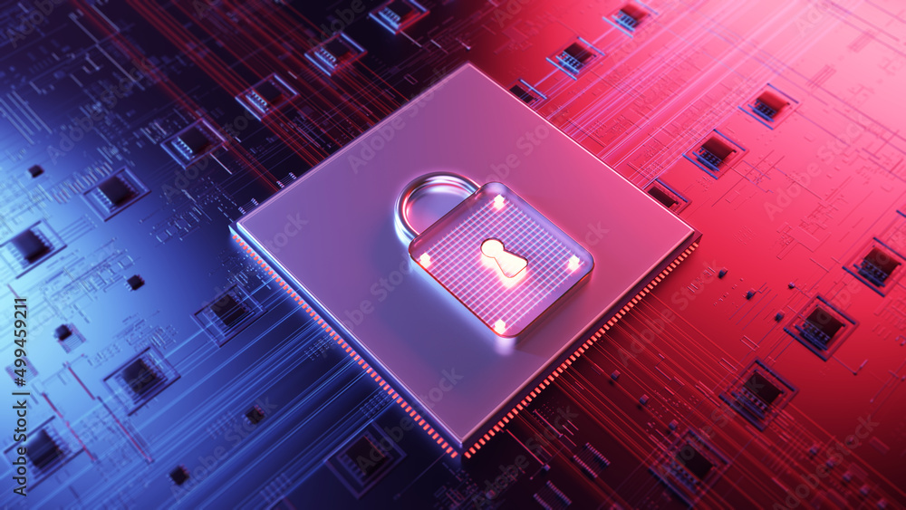 Aufkleber Cyber Security/Cyber security concept. Padlock icon on digital technology   background. Illustrates cyber data security or information privacy idea in mother server is processing the data. 