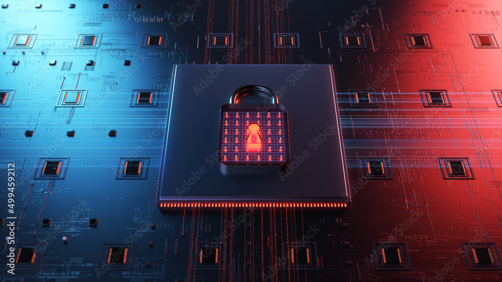 Aufkleber Cyber Security/Cyber security concept. Padlock icon on digital technology   background. Illustrates cyber data security or information privacy idea in mother server is processing the data. 