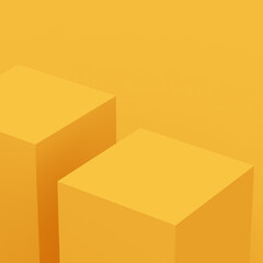 Abstract 3d yellow cube and box podium minimal scene studio background.