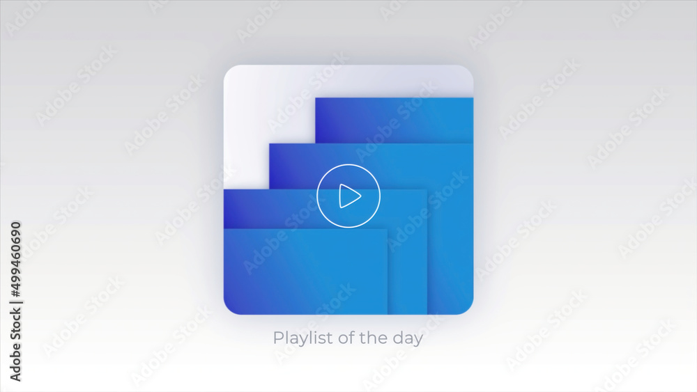 Poster abstract square shaped icon appear on a screen with a play triangular sign on it. motion. demonstrat