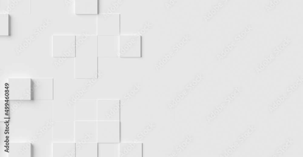 Aufkleber random islands of large white cube boxes block background wallpaper banner with copy space