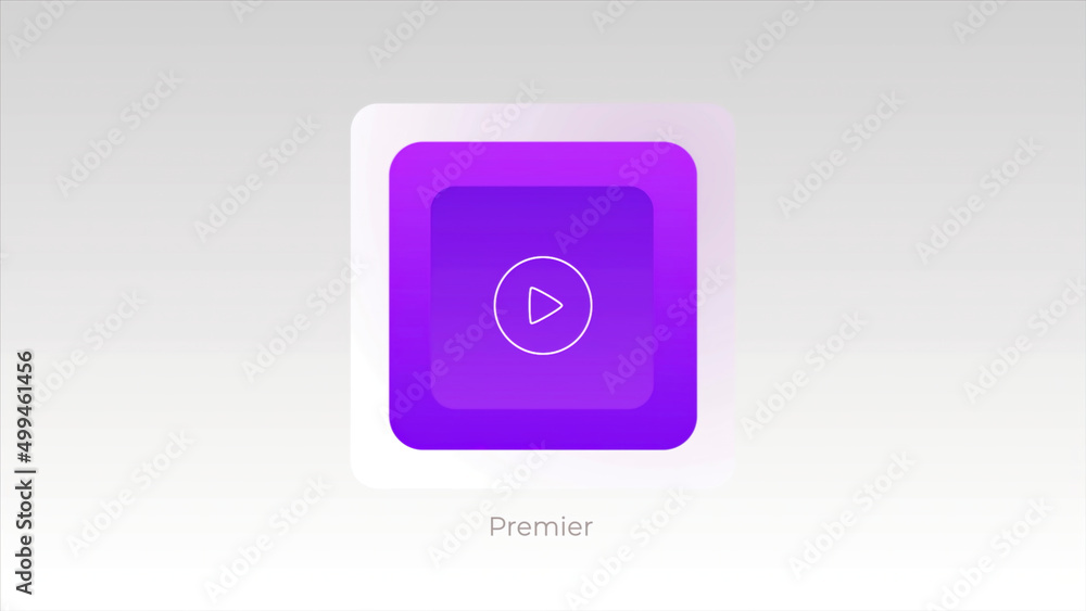 Poster abstract square shaped icon appear on a screen with a play triangular sign on it. motion. demonstrat