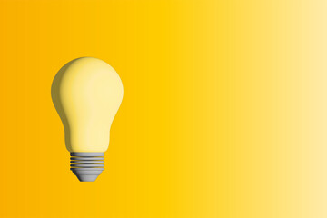 Light bulb on yellow background. 3D Illustration.