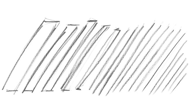 Set lines grunge graphite pencil isolated on white 