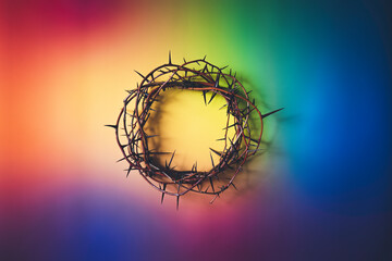 Crown of Thorns in a multicolor background