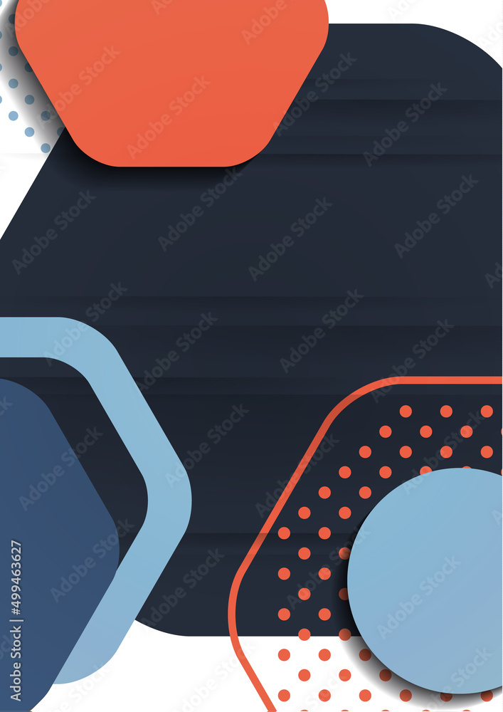 Poster bright abstract background of rounded multi-colored hexagons, dots, circles. business presentation t
