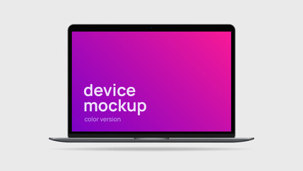 Laptop Mockup with Editable Pink Gradient Screen. Vector illustration