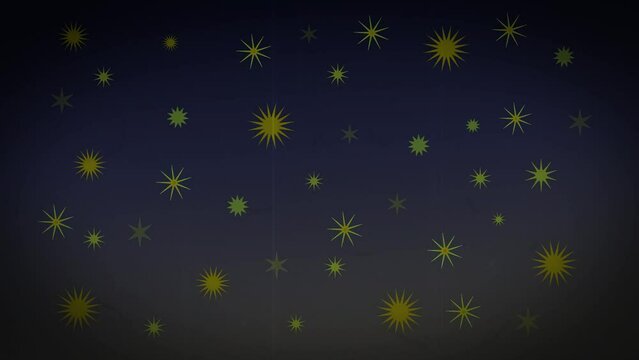 Old reel primitive animation of the night sky with twinkling stars