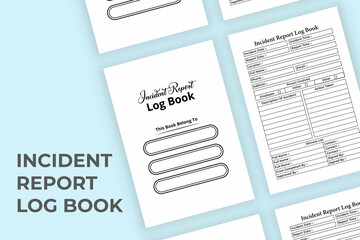 Naklejka premium Incident report KDP interior notebook. Incident information tracker and witness data notebook template. KDP interior journal. Incident report and description logbook interior.